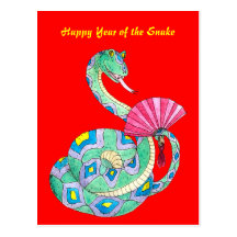 Happy Year of the Snake Red - Postcard