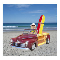 Happy Yellow Lab Driving a Woodie posters