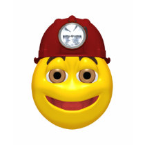 Happy yellow smiley miner wearing a miners hat t-shirts by SmileyFaceStore Happy yellow smiley miner wearing a miners hat t-shirts