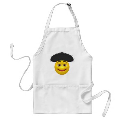 Happy yellow smiley wearing a mexican hat aprons by SmileyFaceStore
