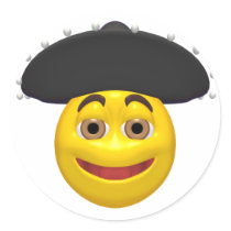 Happy yellow smiley wearing a mexican hat stickers by SmileyFaceStore Happy yellow smiley wearing a mexican hat stickers