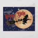 Happy Yule Witch Xmas Postcard postcard