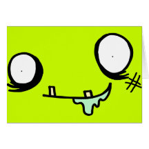 Happy Zombie Face Greeting Cards