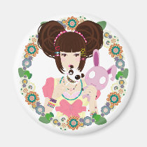 Harajuku Girl Yuriko - bordered magnets