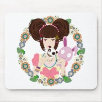 Harajuku Girl Yuriko - bordered mousepads