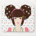 Harajuku Girl Yuriko with flowery background mousepads by sugaroverkill Harajuku Girl Yuriko with flowery background mousepads