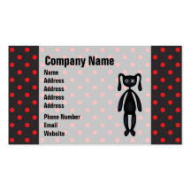 Harajuku Polka Dot Bunny in Red and Black Business Card Templates