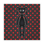 Harajuku Polka Dot Bunny in Red and Black Stretched Canvas Print