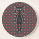 Harajuku Polka Dot Bunny in Red and Black Beverage Coasters
