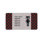 Harajuku Polka Dot Bunny in Red and Black Personalized Address Labels