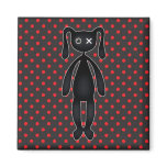 Harajuku Polka Dot Bunny in Red and Black Fridge Magnets