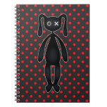 Harajuku Polka Dot Bunny in Red and Black Notebook
