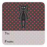 Harajuku Polka Dot Bunny in Red and Black Square Stickers
