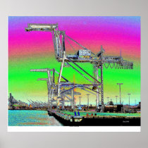 Harbor Cranes Poster