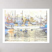 Harbor Dawn & Pelican Print