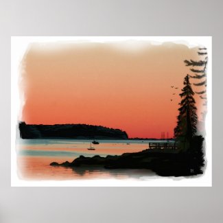 Harbor Sunset Oil Painting Canvas Print (standard) print