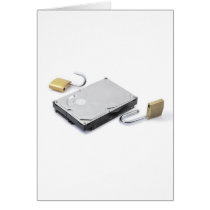 Hard disk protection broken on a white background greeting card