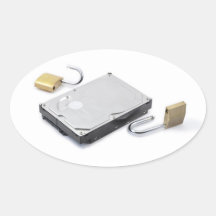 Hard disk protection broken on a white background stickers