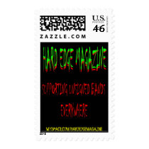 HARD EDGE MAG BACKGROUND, MYSPACE.COM/HARDEDGEM... postage