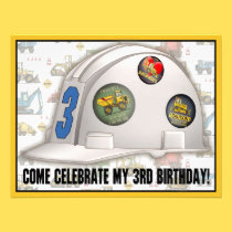 Hard Hat Construction 3rd Birthday Party Invite invitations