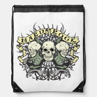 Hard Rock Skulls and Guitars Music Drawstring Bag Cinch Bags