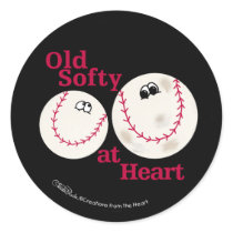 Hardball and Softball Old Softy at Heart Round Sticker