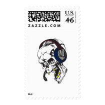 hardcore dee jay skull postage stamps