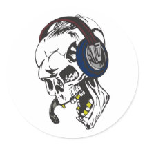 hardcore dee jay skull stickers