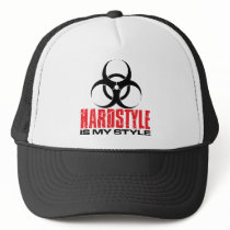 hardstyle, hardcore, old, skool, t-shirts, tshirts, deejay, club, wear, rave, smiley, merchandise, dance, defqon, qlimax, party, headhunterz, zany, showtek, hard, bass, jump, style, music, gas, mask, gabba, gabber, Trucker Hat with custom graphic design
