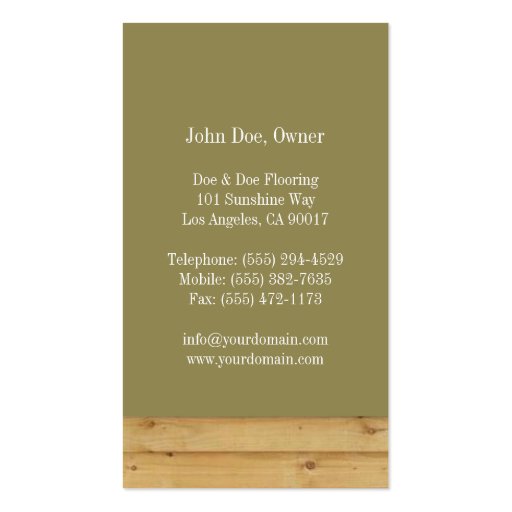 Hardwood Flooring/Flooring Contractor/Wood Floor Business Card Templates (back side)