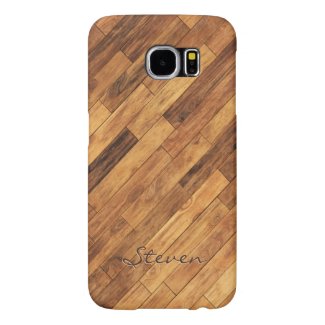 Hardwood Wood Grain Floor - Personalized Name Samsung Galaxy S6 Cases