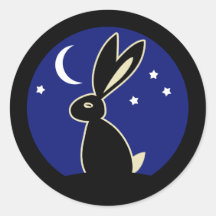 Hare at Twilight Round Sticker