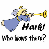 Hark Who Blows There Funny Angel Photo Sculpture