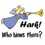 Hark Who Blows There Funny Angel Photo Sculpture