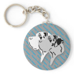 Harlekin and Merle Dane Heads keychains