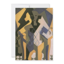 Harlequin at a Table by Juan Gris, Vintage Cubism Personalized Invites