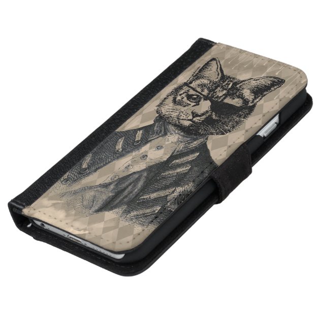 Harlequin Cat Grunge iPhone 6 Wallet Case-5