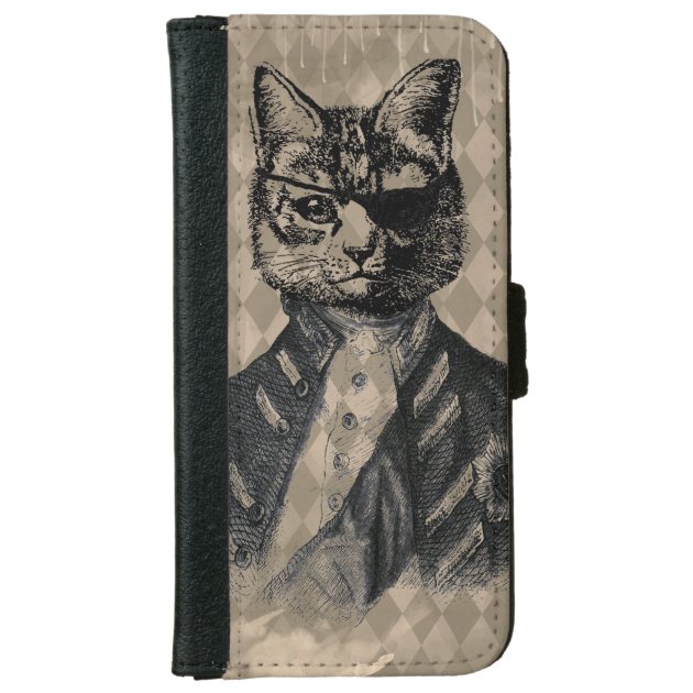Harlequin Cat Grunge iPhone 6 Wallet Case