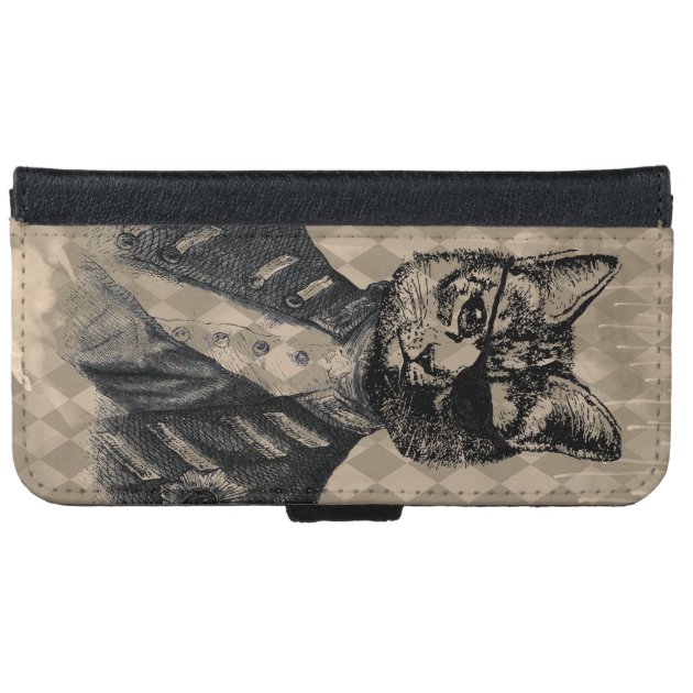 Harlequin Cat Grunge iPhone 6 Wallet Case-4