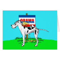 Harlequin Dane Pi$$ on Obama Greeting Cards