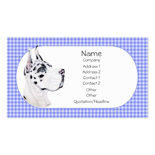 Harlequin Great Dane Blue Check Business Card