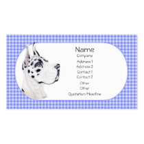 Harlequin Great Dane Blue Check Business Card business cards