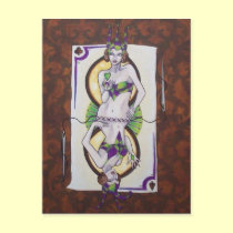 Harlequin Jesters sewn together Pin Up postcard postcards