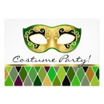 Harlequin Masquerade Sweet Sixteen Party (green) Invitations