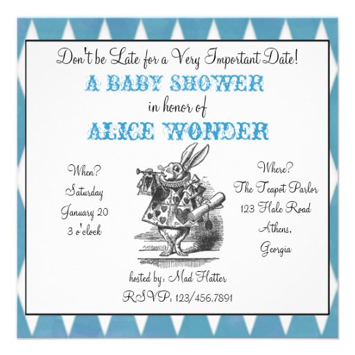 Harlequin Square Alice in Wonderland invitation