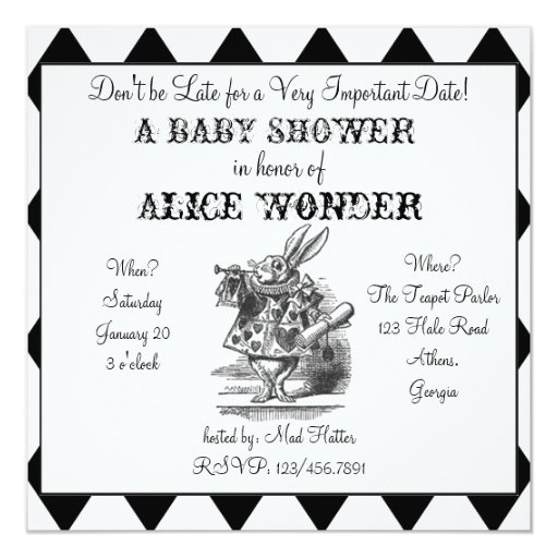 Harlequin Square Alice in Wonderland invitation