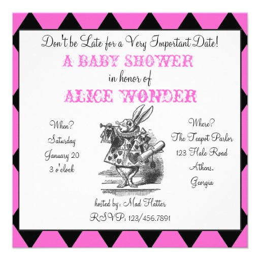 Harlequin Square Alice in Wonderland invitation
