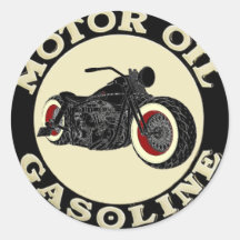 Harley Davidson - Bobber - engine oil - Gasoline Round Sticker