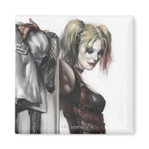 Harley Quinn Illustration Refrigerator Magnet