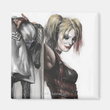 Harley Quinn Illustration Refrigerator Magnet